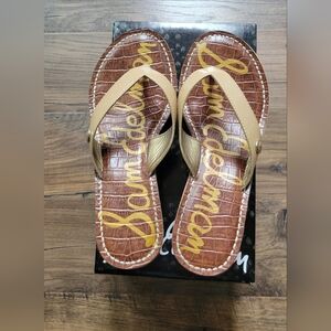 Like New - Sam Edelman "Romy" Wedge Sandal Almond Patent Size 6.5M